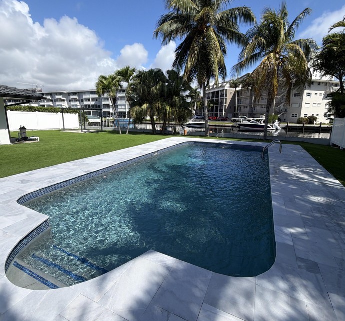 Clean pool maintained with weekly service