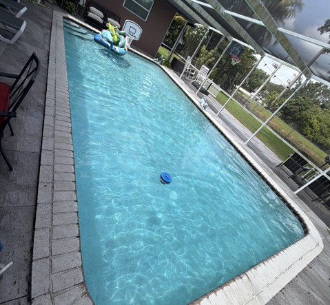 Clear pool water after professional maintenance